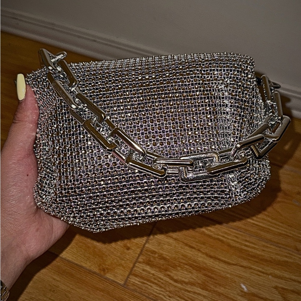 Silver Mesh Chain Bag
